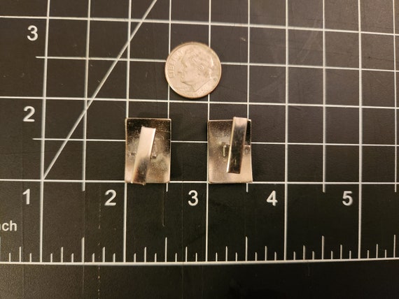 Vintage Rectangular Etched Sterling Cuff Links - image 3