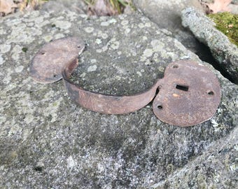 Antique Steel Architectural Salvaged Barn Door Handle - Twisted Sideways Grip