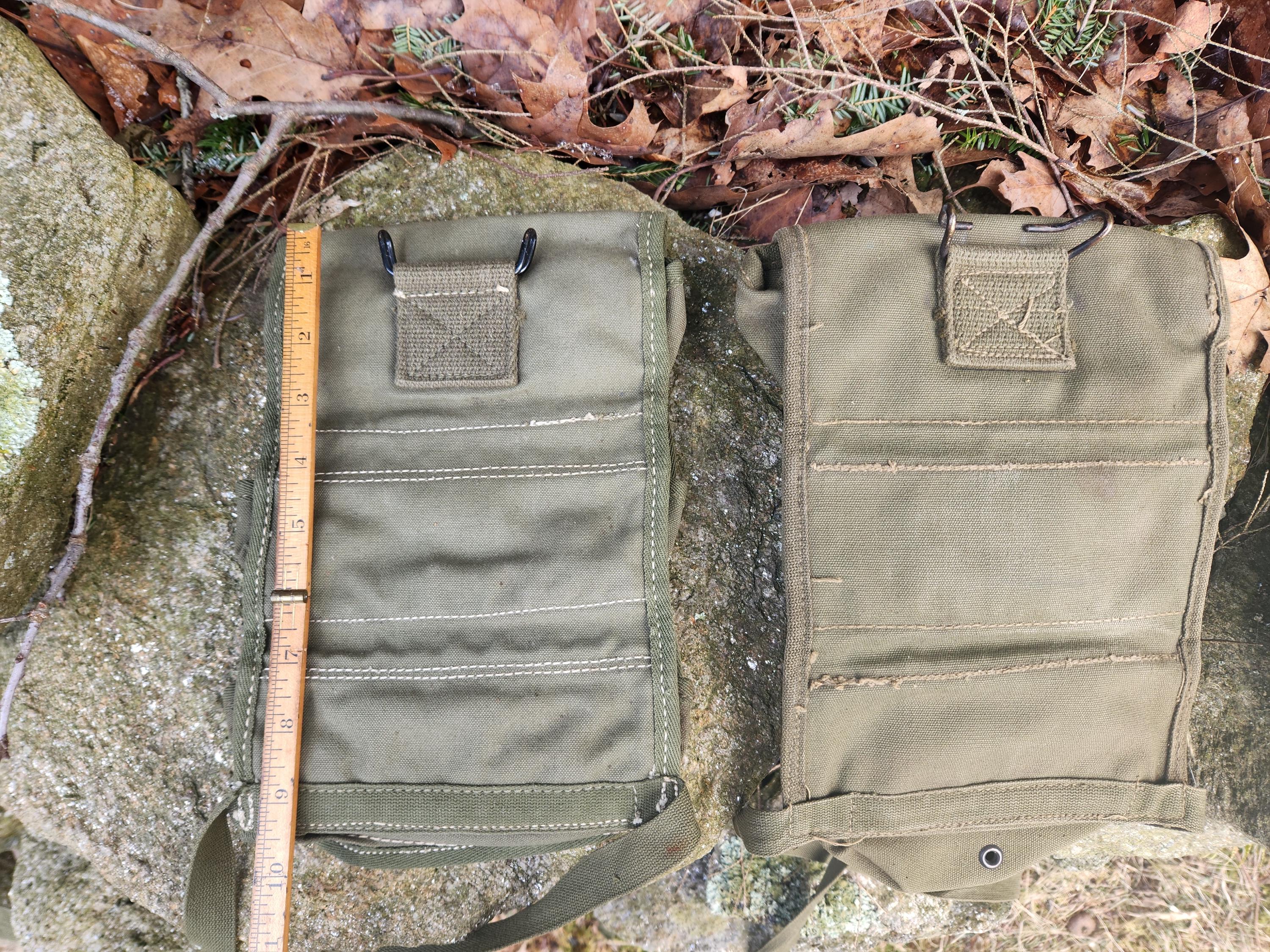 Antique Original WWII Era US Army Canvas 3 Pouch Grenade Carrier W