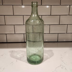Vintage 10-1/2&quot; Tall Aqua Blue Glass Moxie Soda Bottle
