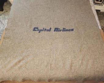Vintage Gray Capital Airlines Wool Lap Blanket