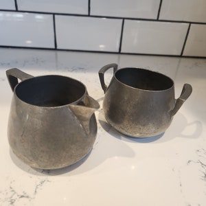 Vintage Pewter Cream and Sugar Set - Concord Pewter 372