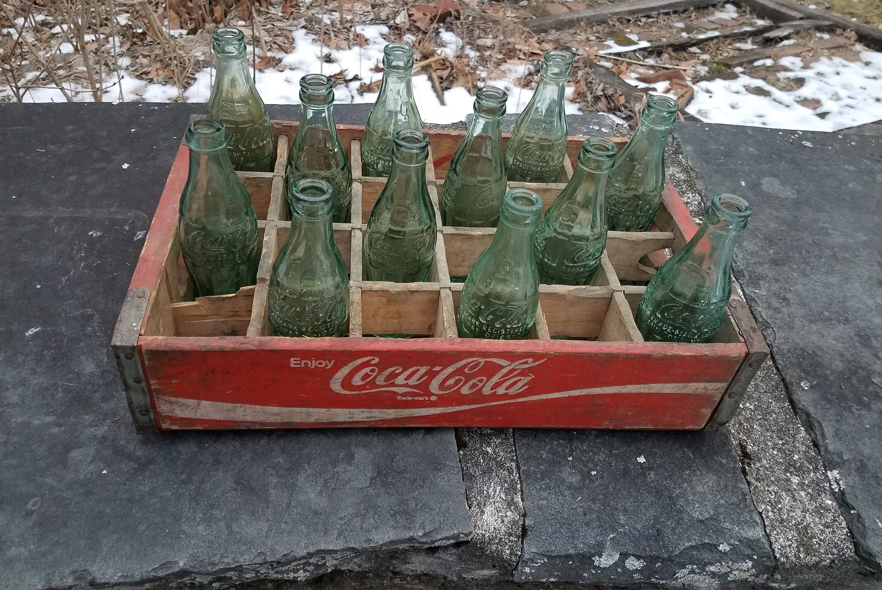 Vintage Red Wooden Coca Cola Crate or Genuine Vintage New England