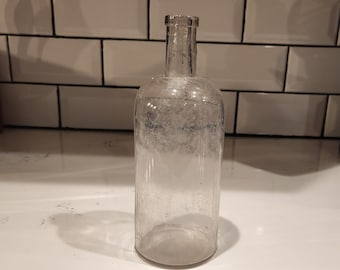 Large Antique Clear Glass Apothecary Bottle