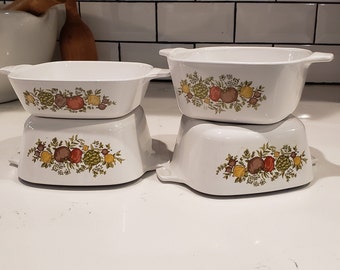 Vintage Corning Ware "Spice of Life" Pattern Small Casserole Dishes P-43-B - Set of 4