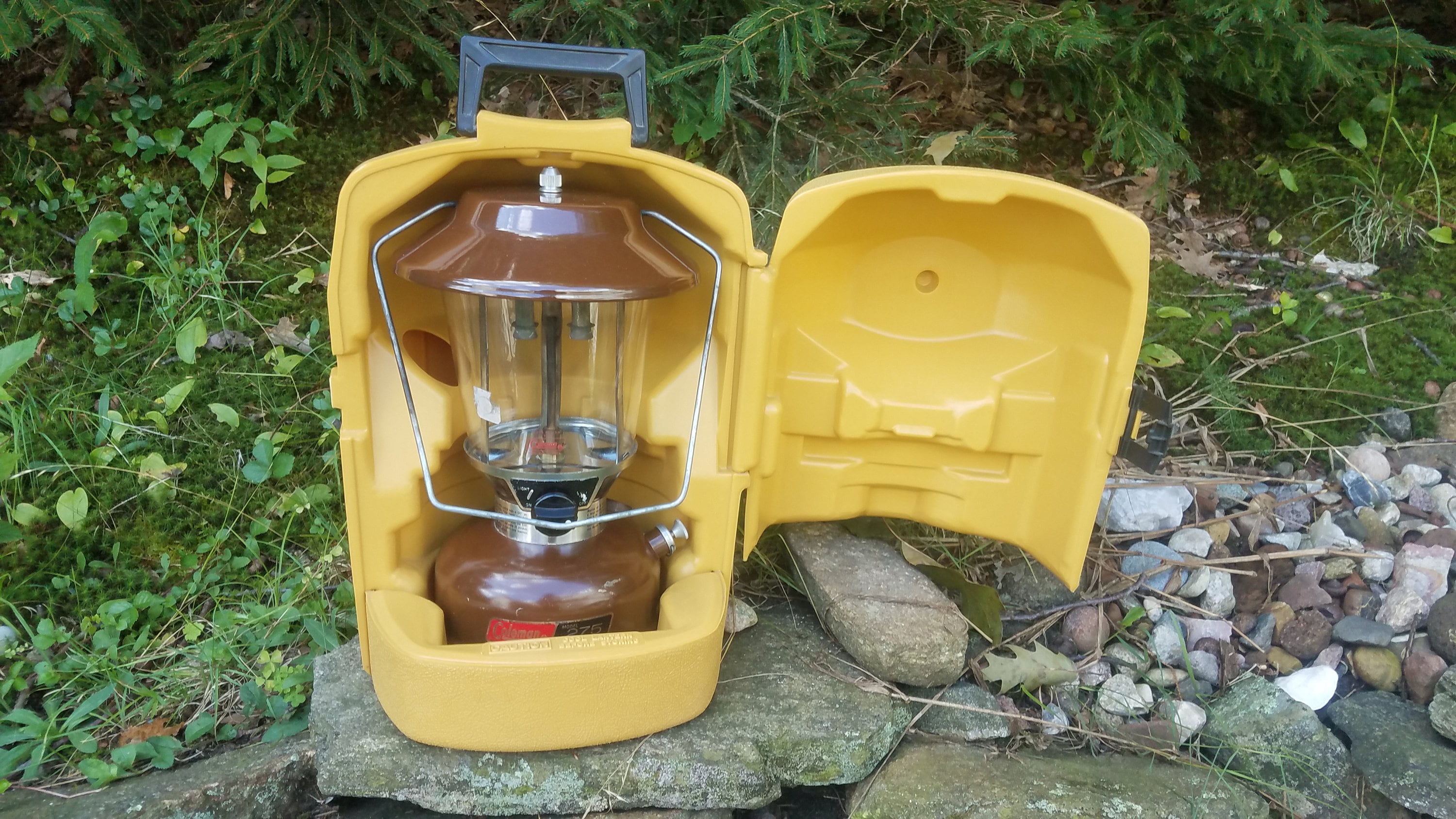 Vintage 1970's Coleman Camp Lantern Model 275 With Glass Shade & Yellow