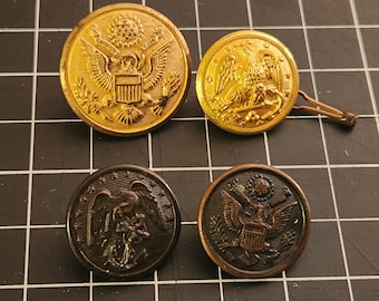 Antique WWI & WWII Brass Military Buttons - Connecticut and New York MFG. - Sold Each