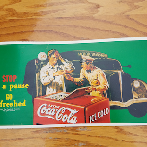 Retro Tin Coca-Cola Sign &quot;STOP for a pause GO refreshed&quot;