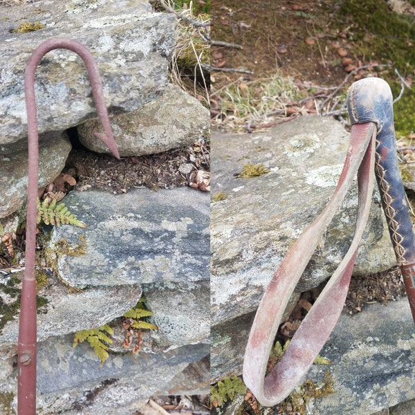 Antique Fishing Gaff Hook with Leather Grip - 40.5" Long