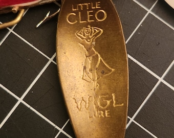 Antique Brass Spoon Fishing Lure Little Cleo Wigl Lure W