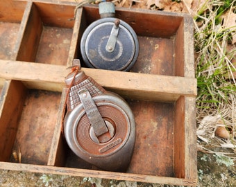 Antique Carpenter's Chalk Lines - Red Stanley Chalk-O-Matic & Blue Dandee-Reel - Sold Each