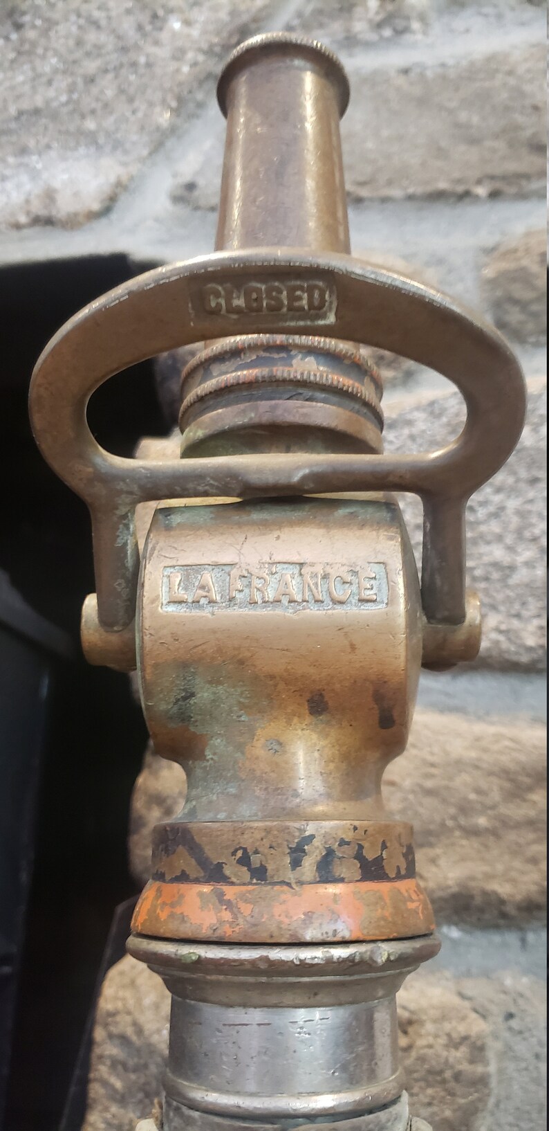 Large Antique LaFrance Brass Fire Hose Nozzle with Leather Etsy