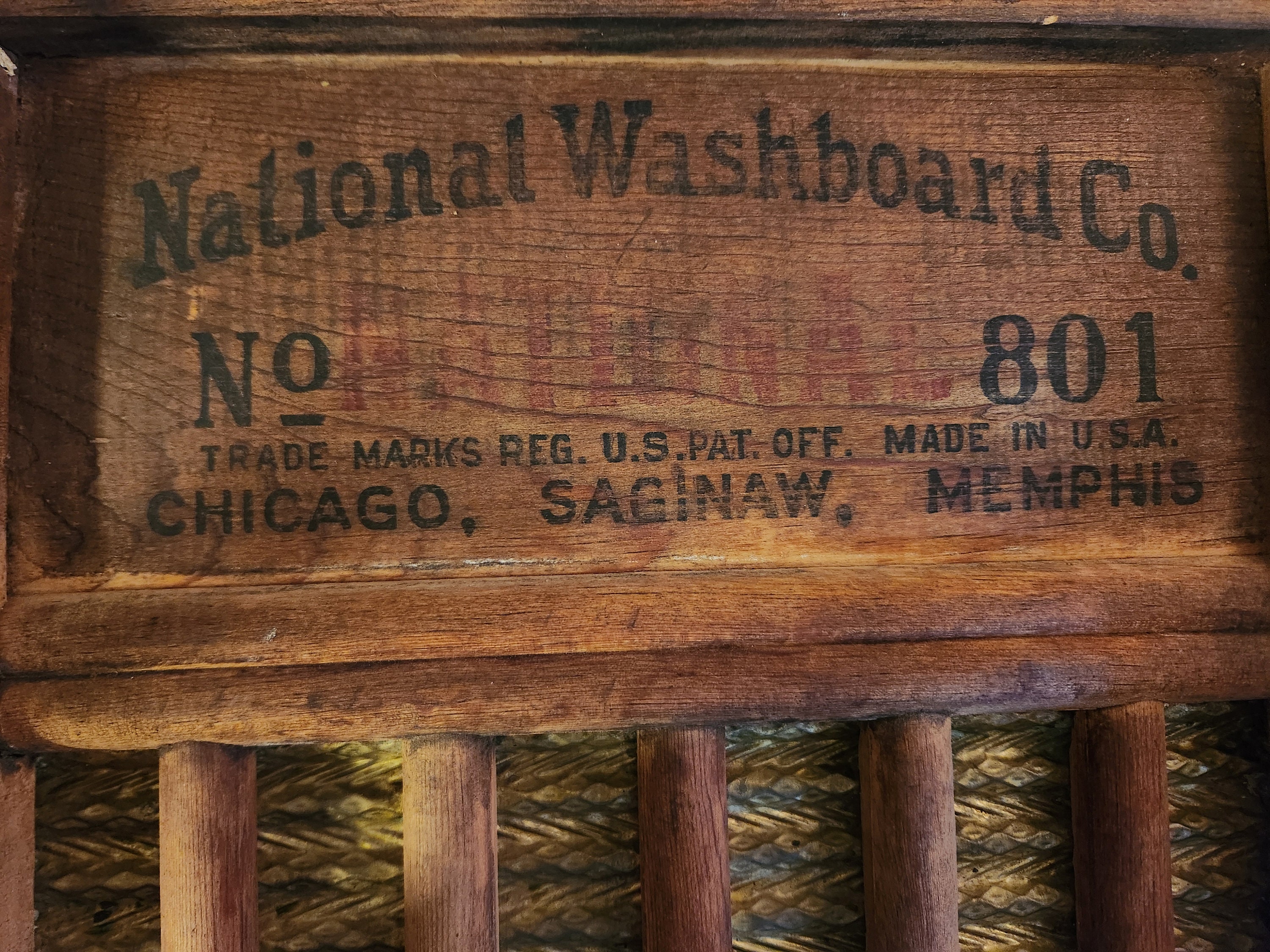 Antique National Washboard Co. #801 Wood and Brass Washboard - Etsy