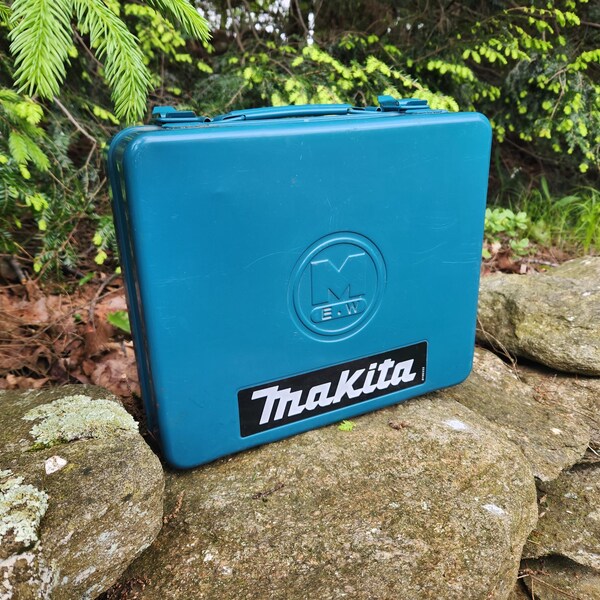 Estuche vintage de metal para taladro Makita, caja de herramientas y lonchera