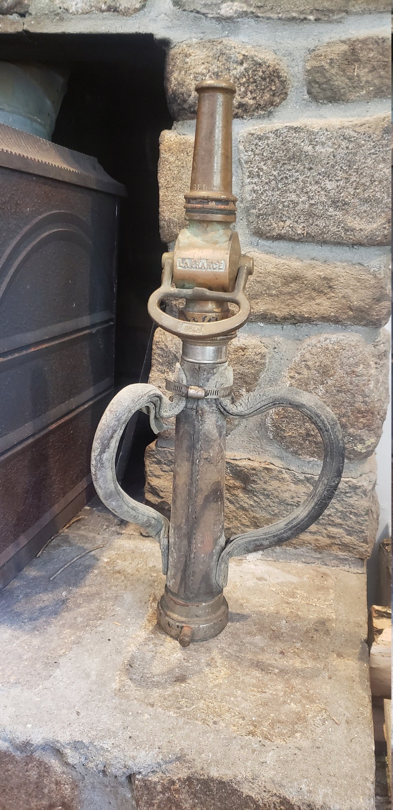 Large Antique LaFrance Brass Fire Hose Nozzle with Leather Etsy