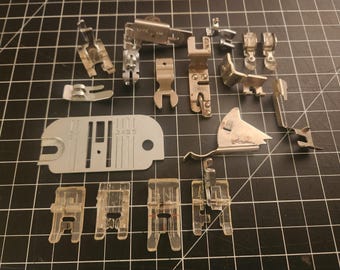 Lot of 16 Vintage Sewing Machine Feet and Accessories - Salvaged from a Tailor's Professional Machine