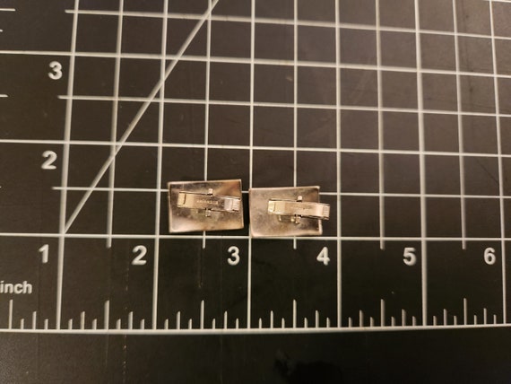 Vintage Rectangular Etched Sterling Cuff Links - image 4