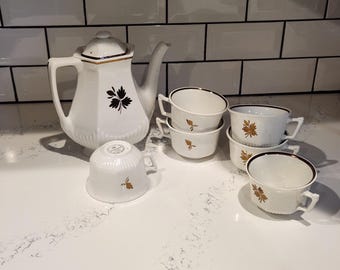 Antique Adams Real English Ironstone Micratex Tea Leaf Pattern Coffee of Tea Pot and Cups - Sold Separately*