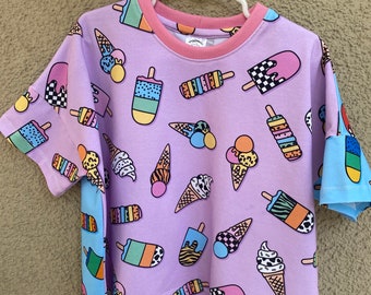 Gr.62/68 - 134/140 Oversize Shirt ,Ice Cream-2farbig‘ aus Bio Jersey