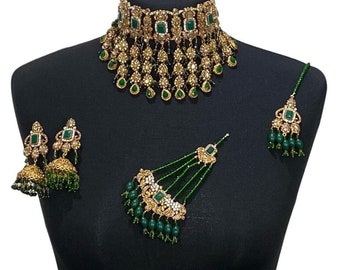 Gargantilla nupcial verde: joyería india pakistaní