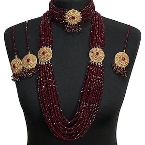 Pakistani jewelry , indian jewelry , Pakistani Bridal jewelry , Pakistani mala , indian mala , indian wedding jewelry, maroon mala , mala