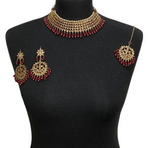 Maroon gold Pakistani necklace set, Indian jewellery, Pakistani jewellery, necklace earrings set, jewelry, wedding, maroon jewellery, red