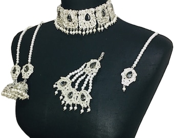 Pakistani jewelry , indian jewelry , Pakistani wedding jewelry , Pakistani choker , indian choker , indian wedding jewelry , grey jewelry