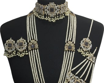 Grey Pakistani bridal jewelry , indian bridal jewelry , Pakistani jewelry , Pakistani choker , indian choker , indian jewelry, gray