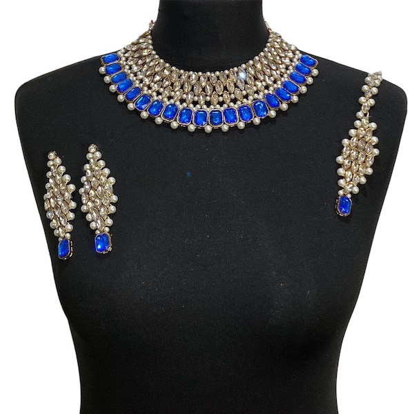 Pakistani jewellery , Royal blue jewellery, indian necklace, Pakistani jewelry , indian jewelry ,  jewelry , Indian jewellery, royal blue