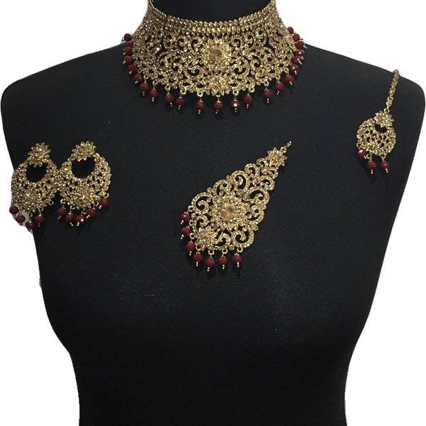 Pakistani jewelry , indian jewelry , Pakistani wedding jewelry , Pakistani choker , indian choker , indian wedding jewelry , maroon jewelry