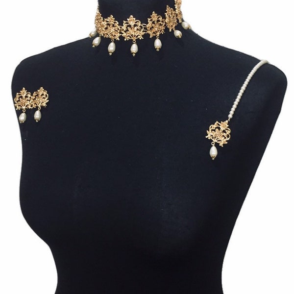 Collier pakistanais élégant, collier pakistanais, choker indien, bijoux pakistanais, bijoux indiens, bijoux, bijoux pakistanais, or