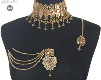 Pakistaanse sieraden, Indiase sieraden, Pakistaanse bruiloft sieraden, Pakistaanse choker, Indiase choker, Indiase bruiloft sieraden, kundan sieraden