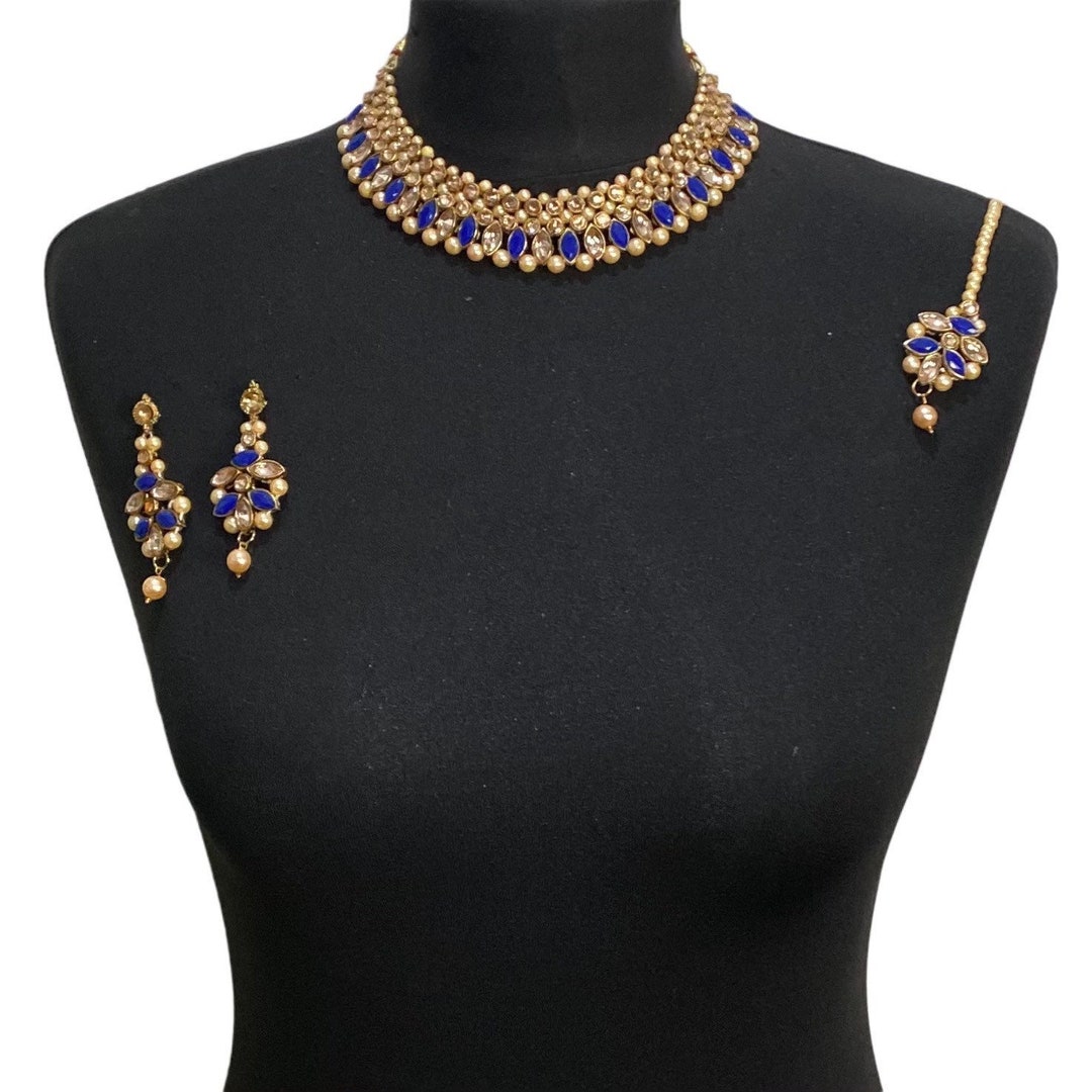 Pakistani Jewellery Royal Blue Jewellery Indian Choker Etsy