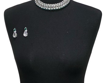Bollywood indiano placcato argento etnico AD ZIRCONI GIOIELLI ORECCHINI Bollywood indiano placcato argento etnico AD ZIRCONI GIOIELLI ORECCHINI
