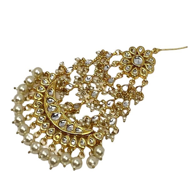 Pearl kundan jhumar, Pakistani jewellery, kundan passa, pakistani jewelry, passa, side tikka, jhumar, jhoomar, pearl kundan jhoomar