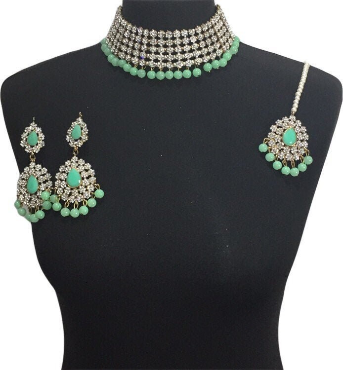 Boucles d’oreilles de mariée indiennes plaquées or / bijoux pakistanais