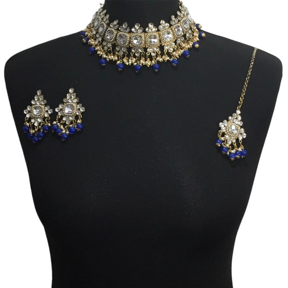 Pakistani Jewellery Royal Blue Jewellery, Indian Choker