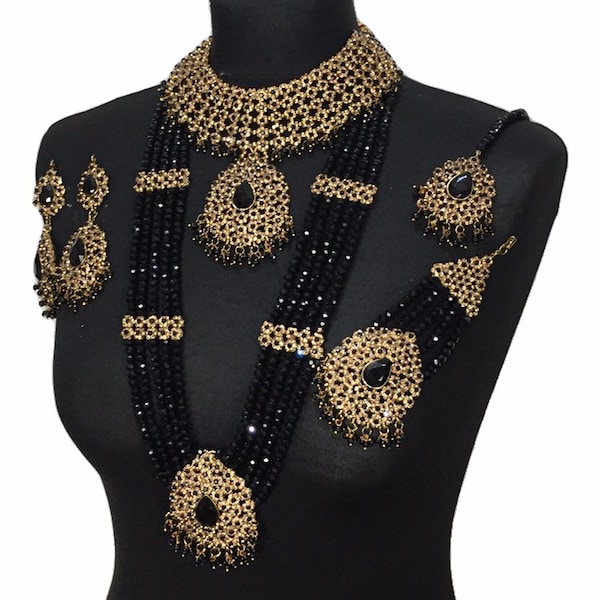 Black and Gold Pakistani Jewelry Set Etsy