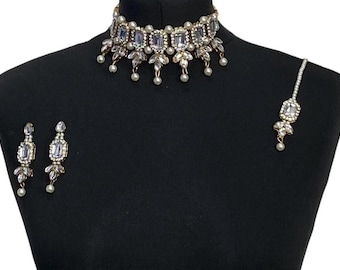 Bollywood Argento Placcato Etnico AD ZIRCONI Gioielli Bollywood Argento Placcato Etnico AD ZIRCONI Gioielli
