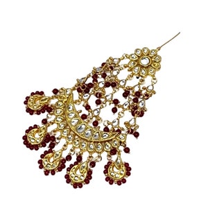 Maroon kundan jhumar Pakistani jewellery maroon kundan passa pakistani jewelry passa side tikka jhumar jhoomar maroon kundan jhoomar golden