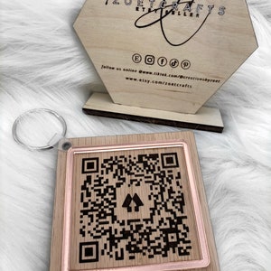 Two tone engraved QR code keychain