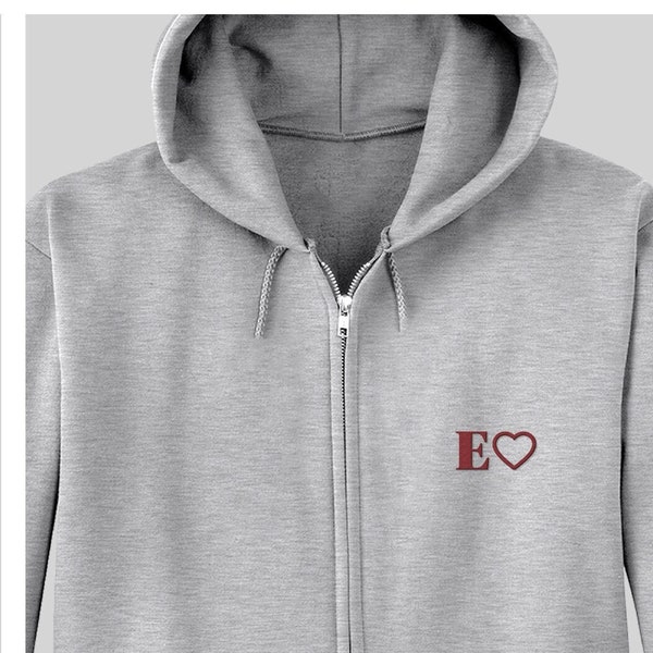 Custom Zip Up Hooded Sweatshirt, Custom Initial Hoodies, Custom Hoodies, Embroidery Hoodies, Personalized Embroidered Full Zip Up Hoodies