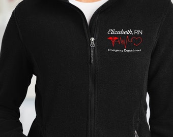 Personalized Embroidered Medical Assistant Jacket, Custom Nurse Fleece Jacket, Nurse Ladies Jacket, Registered Nurse Jacket (L217)