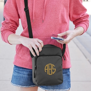 Bolso bandolera con monograma, bolso bandolera bordado personalizado, bolso de hombro personalizado, bolso de hombro bordado, bolso bandolera pequeño (BG918)