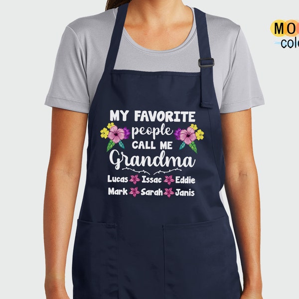 My Favorite People Call Me Grandma Apron Shirt, Personalized Grandma Apron, Grandma Apron with Grandkids Names, GrandMama Birthday Apron