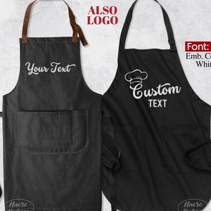 Custom Embroidered Apron, Personalize Embroidered Apron for Men Women, Custom Text Embroidery Apron, Custom Monogrammed Apron, Gift for Her