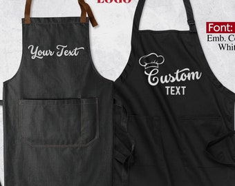 Custom Embroidered Apron, Personalize Embroidered Apron for Men Women, Custom Text Embroidery Apron, Custom Monogrammed Apron, Gift for Her