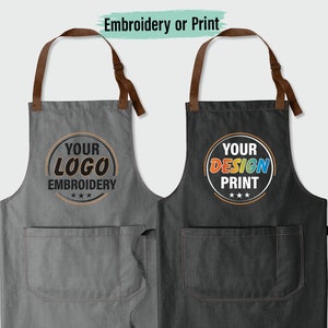 Custom Print Apron, Custom Embroidered Apron, Custom Logo Apron, Custom Text Apron, Personalize Apron, Custom Apron Men, Custom Apron Women