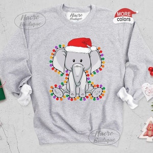 Christmas Elephant Sweatshirt, Santa Christmas Shirt, Cute Christmas Elephant Sweatshirt, Christmas Hoodies, Elephant Sweatshirts