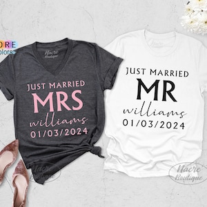 Mr and Mrs Just Married Shirt, Mr and Mrs Shirts For Honeymoon, Just Married Shirts For Couples, Mr and Mrs Shirt, Couples Honeymoon Shirts